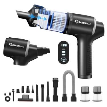 Imagem de SakerPlus Aspirador de pó portátil portátil de alta potência 20000PA sem fio, aspirador de pó portátil e espanador de ar para carro, casa, mini aspirador de pó 4 em 1 com visor LED – aspirador,