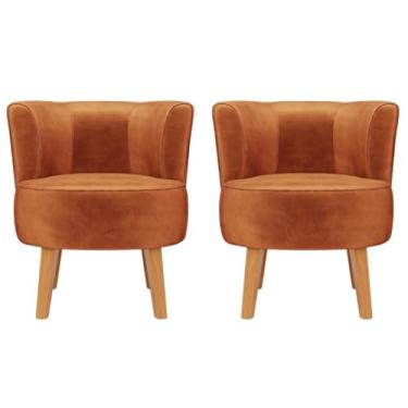 Imagem de Jogo 2 Poltronas Aconchegante para Sala de Espera Comercial Tecido Veludo (Terracota)