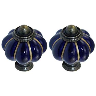 Imagem de Puxador de armário de 6 peças, puxador de armário de gaveta, puxador de cerâmica, maçanetas de móveis de cerâmica europeia maçaneta de porta de armário de cozinha (azul gema)