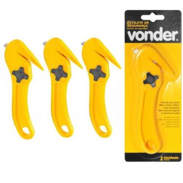 Imagem de Kit 3 Estilete De Segurança Cortes e Precisos Lamina 9mm Profissional 