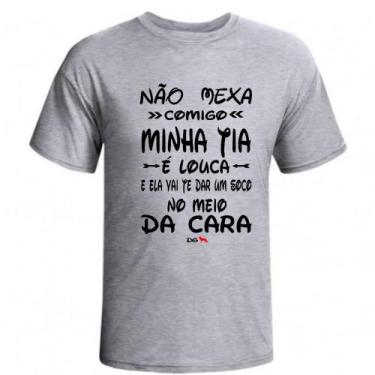 Imagem de Camiseta camisa infantil tia louca titia dinda madrinha - Dog's, Cinza