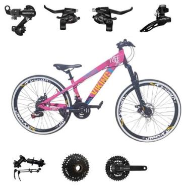 Imagem de Bicicleta Vikingx 24v Aro 26 Tuff 25 Aluminio Shimano Mtb Freeride Sus