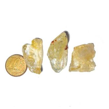 Imagem de Kit 3 Citrino Bruto Pedra Natural Tamanho P 2 a 4cm Classe B - Cristai