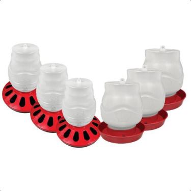 Imagem de Kit 3 Comedouro 3,5L Aves 12 furos e 3 Bebedouro Rosca 3,5L - AVIPET