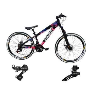 Imagem de Bicicleta Aro 26 Vikingx Aluminio Tuff 25 Mtb 24v Cambio Shimano Diant