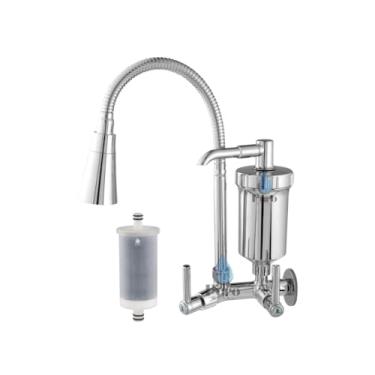 Imagem de Torneira FlexíVel Gourmet De Parede Com Filtro E Chuveiro De Jato Duplo Com Refil