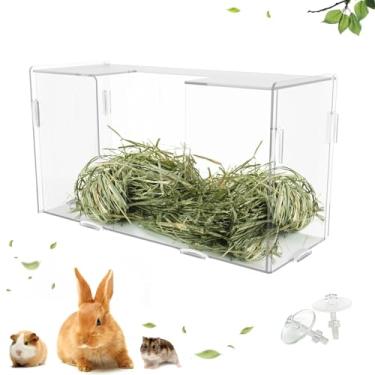 Imagem de Alimentador de feno de coelho, suporte de grande capacidade para porquinho-da-índia, suporte de grama para animais pequenos, alimentador de feno pendurado para coelhos, acessórios de gaiola de