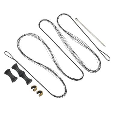 Imagem de PATIKIL Substituição de corda de arco de 166 cm, acessórios de cordas de arco para tiro com arco 12 fios com protetor de dedo e 2 pontos de fixação de latão para arco longo recurvo tradicional, preto