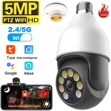 Imagem de Câmera Lâmpada WiFi À Prova D'água Dual-Band 5MP 5G Tuya E27 Visão Not