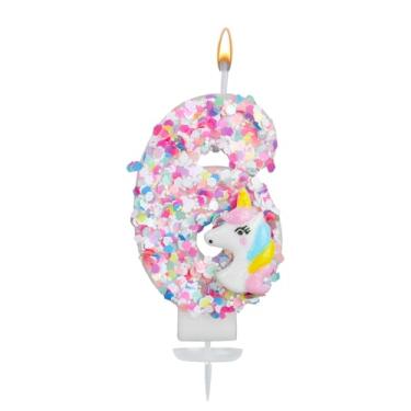 Imagem de Vela com Número Unicórnio, Glitter Lantejoulas Vela com Número Aniversário Topo de Bolo Unicórnio Decorações Aniversário para Meninas Chá de Bebê Celebrações Temáticas (6)