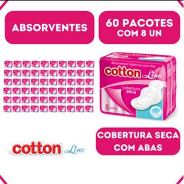 Imagem de Absorvente Cotton Cobertura Seca - Com Aba - Kit 60 - 8 Un