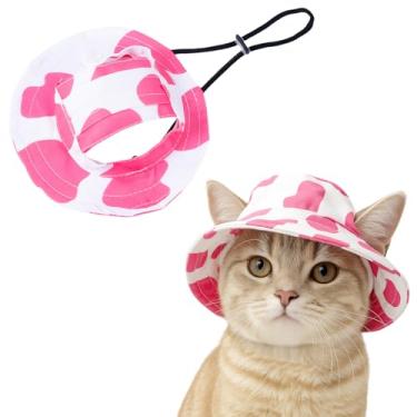 Imagem de Chapéu de sol para cães, 1 peça, chapéu balde de princesa ajustável com orifícios para orelhas, aba redonda para cães, chapéu de pescador para filhotes, cães pequenos, gatos, esportes ao ar livre
