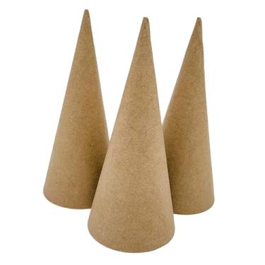 Imagem de Sclmgo 3 Pedaços de Cones de Papel Machê para Artesanato, Abertos, Decoração de árvore de Natal para Chapéus de Festa, 15cm