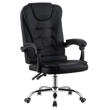 Imagem de Cadeira Office Fortt Presidente Nantes Cpf01-p, 120kg, Base Cromada, Com Rodinha, Reclinável, Preta