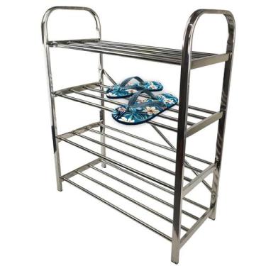 Imagem de Sapateira Inox 4 Andares 12 Pares Calçado Tenis Sapato Hall de Entrada