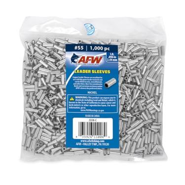 Imagem de American Fishing Wire Mangas de crimpagem de barril único, cor de níquel, tamanho S5, diâmetro interno de 2,3 cm, 1000 peças