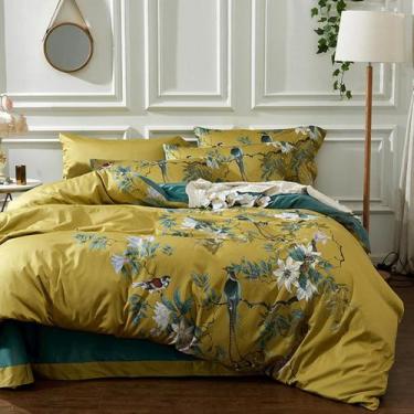 Imagem de Conjunto de capa de edredom mixinni King Size Bird Flower Cotton