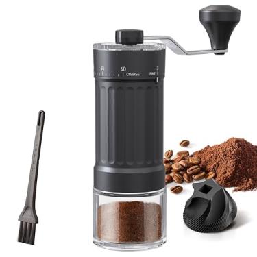 Imagem de KharWette Moedor de café portátil para café expresso prensa francesa com rolamento duplo, capacidade de ajuste externo de 25 g (rebarbas de cerâmica)