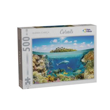 Imagem de Quebra cabeça Corais Fundo do Mar Peixes Golfinho Oceano 500 peças - Puzzle QC Pais e filhos