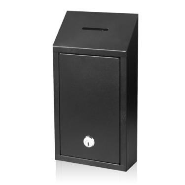 Imagem de Ydocabinit Caixa de sugestões de metal SAFECaixa de dinheiro montada na parede e mesa com compartimento de bloqueio para arrecadação de fundos comentário votação oração gota de dinheiro doação para