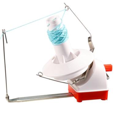 Imagem de FALESOUL Enrolador de fios, enrolador de esferas de fio de grande capacidade para crochê, bola de fio operada à mão, enrolador de lã, rolo giratório de fios, bom ajudante para fibra, lã, bola, crochê