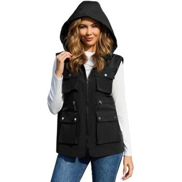 Imagem de Colete Windbreaker PENSION feminino Softshell com capuz removível - PE