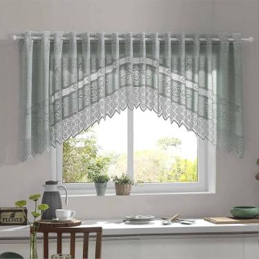 Imagem de Cortina Para Cozinha De Renda Cascata - Interlar Pistache