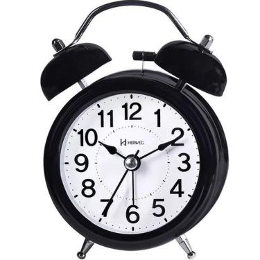 Imagem de Despertador Quartz Pilha Clássico Preto Herweg 2707-34