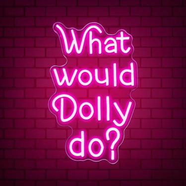 Imagem de Placa de néon Dracey O que Dolly faria com tema de cowboy 25x40cm