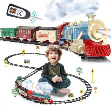Imagem de Conjunto de trem JQ JUQU com controle remoto, luzes e som para criança