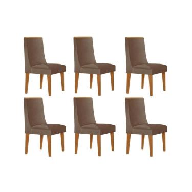 Imagem de Cadeira Sala de Jantar Dakota Kit 6 Un Naturalle/Corano Capuccino - Rufato