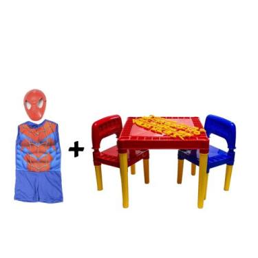 Imagem de Kit Menino Mesa Atividades Tritec + Fantasia Homem Aranha - Tritec e M