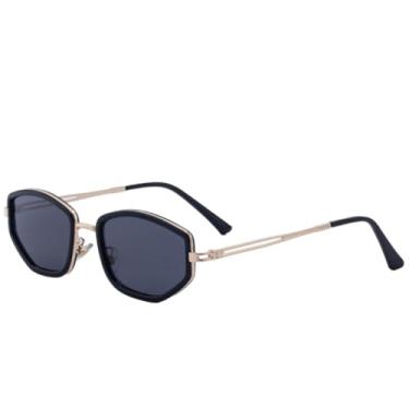 Imagem de Óculos de sol femininos retrô de armação pequena, óculos de sol punk de luxo, masculino, proteção solar UV400 para dirigir ao ar livre (cinza dourado)