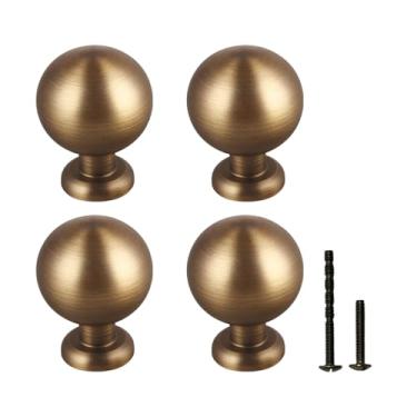 Imagem de Puxadores de armário de latão vintage sólido puxador de gaveta de bronze escovado puxadores de armário de cozinha bola moderna ferragens de bronze antigo para cômodas, armários, móveis em cozinhas