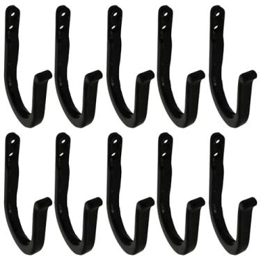 Imagem de LUMINFLY Ganchos de parede, ferro fundido, conjunto de 10 ganchos decorativos pretos rústicos para casacos, suporte de parede resistente para casa de fazenda