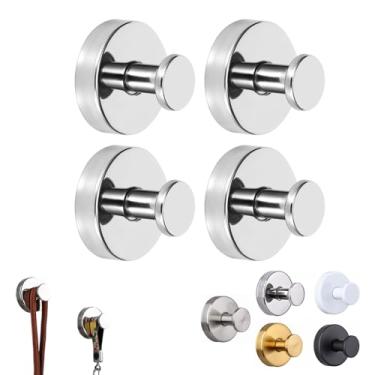 Imagem de jwflck Ganchos de sucção – Ganchos de ventosa de chuveiro, sem perfuração, à prova d'água e à prova de ferrugem para banheiro, porta de vidro, espelho, cozinha – comporta até 6,8 kg (prata, 4 peças)