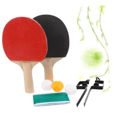 Imagem de Kit de Tênis de Mesa, 2 Raquetes de Madeira Preto e Vermelho, 3 Bolinhas, Rede 100cm com Suportes, para Adulto e Infantil