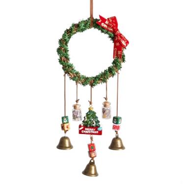 Imagem de Guirlanda de Natal com 3 sinos de cobre, decorações de Natal para porta da frente e festa de parede