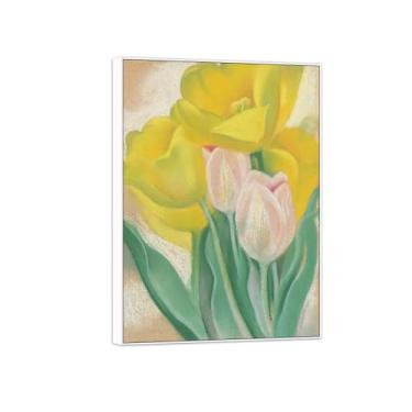 Imagem de BMZFYBS Georgia O'Keeffe famosa arte de parede impressões em tela prontas para pendurar - flores - quadro branco para decoração de sala de estar 70 x 100 cm 27 x 39 pol