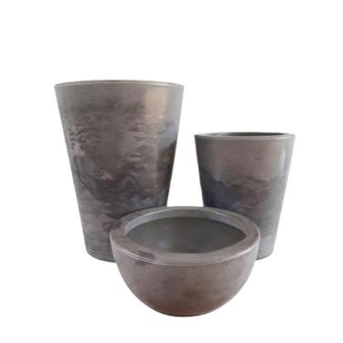 Imagem de Vasos para Plantas Decorativos Luxo Polietileno com Prato | Planta, Jardim, Casa vaso de planta Design de Luxo para Decorar Casa, Sala, Escritório e Varanda(Cinza)