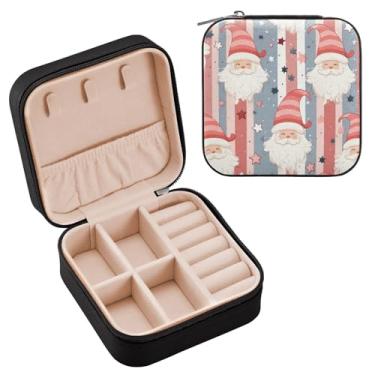 Imagem de Wassud Estojo de joias de viagem de Natal para mulheres, meninas, senhoras, noiva, mini organizador de joias de couro PU, caixa quadrada de armazenamento de joias para brincos, anéis, colar e