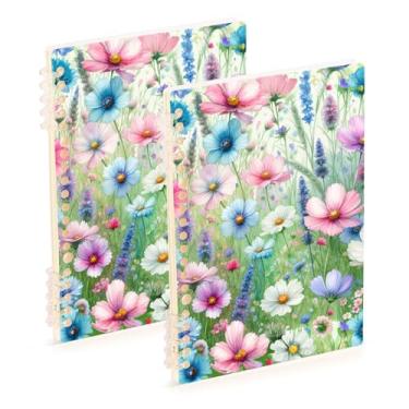 Imagem de Burbuja Cadernos com nome, papel pautado universitário A5 com 60 folhas, fichário para escritório, 2 unidades