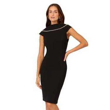 Imagem de Adrianna Papell Vestido feminino midi com gola rolê e pérola, Preto, 42