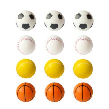 Imagem de 12 bolas de borracha de salto alto, bolas de handebol super saltitantes de 6 cm para crianças e adultos, conjunto de bolas coloridas para jogos internos/externos, handebol, pegada, malabarismo