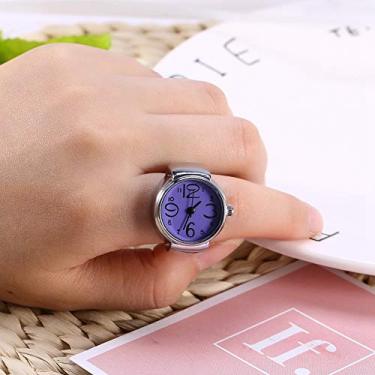Imagem de Generic Relógio de Anel Elegante Relógio de Dedo de Amor para Mulheres Homens, Redondo de Liga e Aço Inoxidável para Festas de Namoro Casual, Analógico de Quartzo Requintado Presente para Amantes Amigos Família (Roxo)
