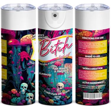 Imagem de Copo skinny Be Gone Funny de 590 ml, caneca de viagem de aço inoxidável de cogumelo e caveira com tampa, xícara de café reutilizável isolada, presentes engraçados para mulheres