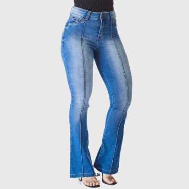 Imagem de Calça Jeans HNO Jeans Flare Petit com Friso Azul-Feminino