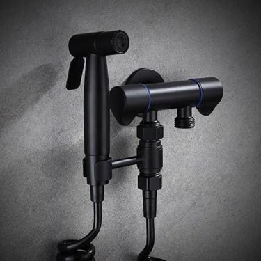 Imagem de Torneira misturadora de bidê de latão preto torneiras de chuveiro de banheiro bidê pulverizador de vaso sanitário bidê lavador de vaso sanitário misturador chuveiro muçulmano Ducha Higienica (branco)