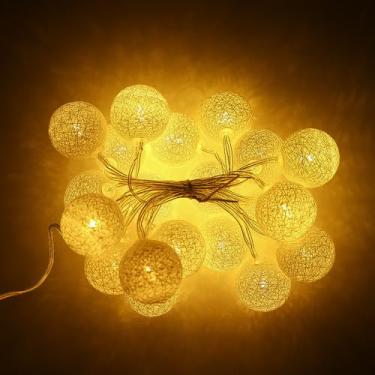 Imagem de 1 peça, bola de algodão de 2,2 metros, cordão de luzes LED, alimentado por USB, colorido, decoração, festival, casamento, aniversário, dia dos namorados, iluminação ambiente, lâmpada 20, estilo A