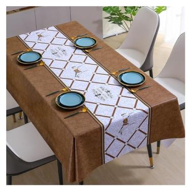 Imagem de Toalha de mesa retangular toalha de mesa rústica impermeável toalha de mesa de linho de algodão anti-rugas ideal para festas, jantares de cozinha, feriados, Natal, tapete de mesa linha de café (3.140
